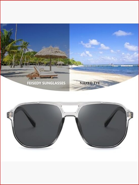 Retro Square Aviator Sunglasses UV400 Protection Plastic Frame